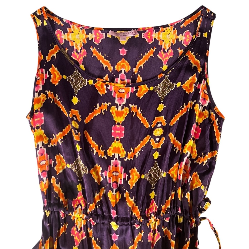 Calypso St Barth Silk Maxi Dress Sz Small Sleeveless Purple Boho Bohemian Resort